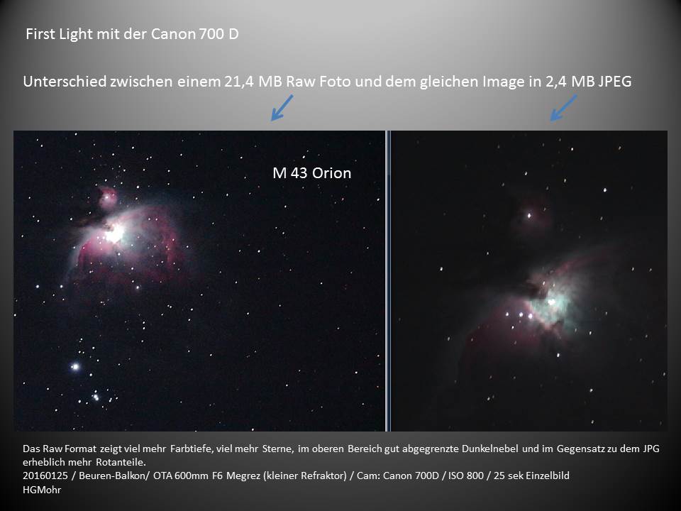 M43 First Light mit der 700D